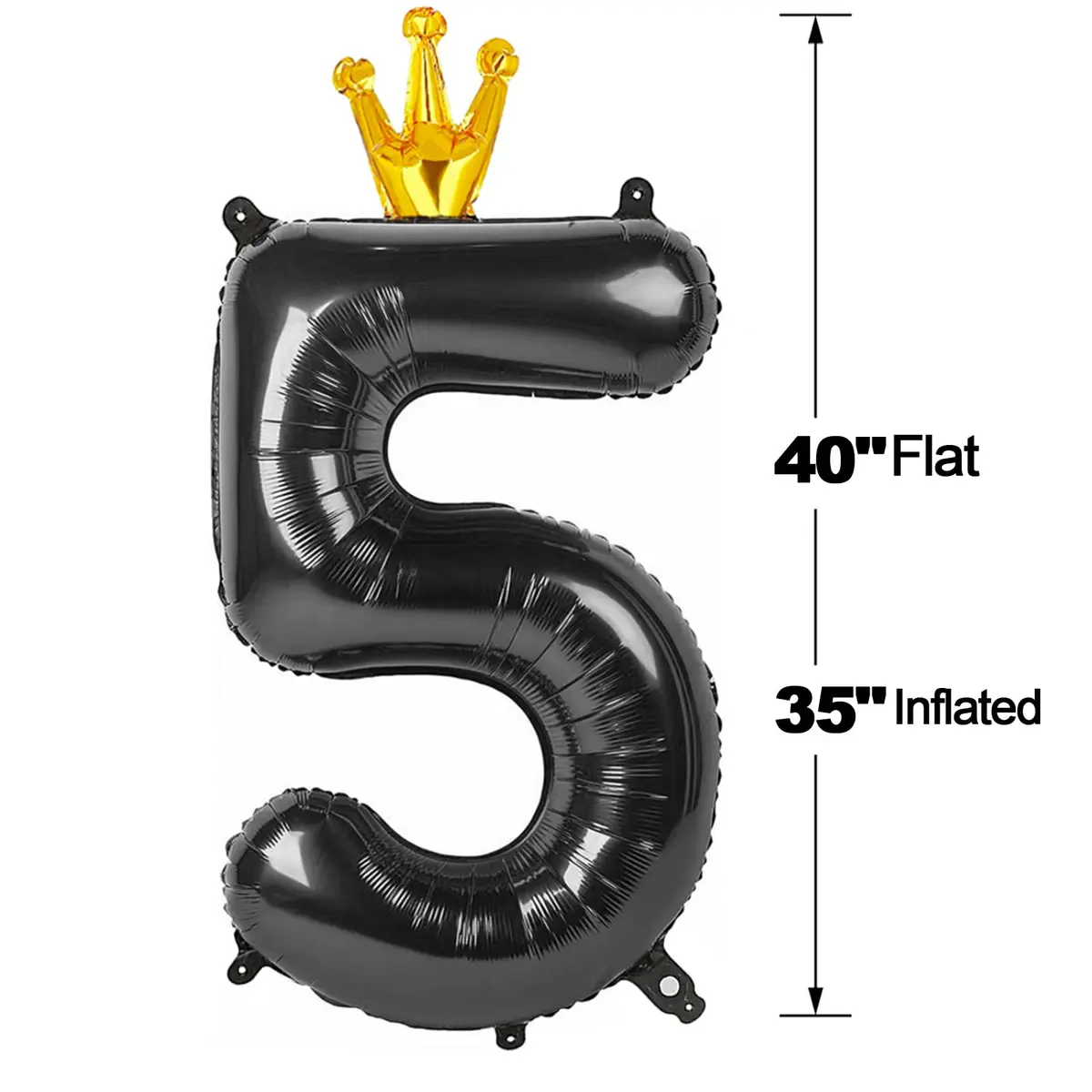 IWERP Black Crown 5 Balloon - 40 Inch Number Balloon | Reusable Foil Party Decoration - view 6