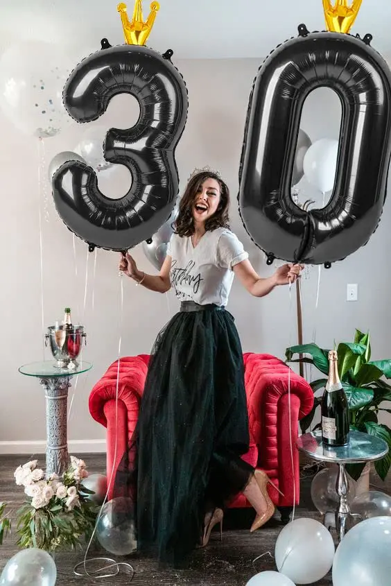 IWERP Black Crown 5 Balloon - 40 Inch Number Balloon | Reusable Foil Party Decoration - view 3