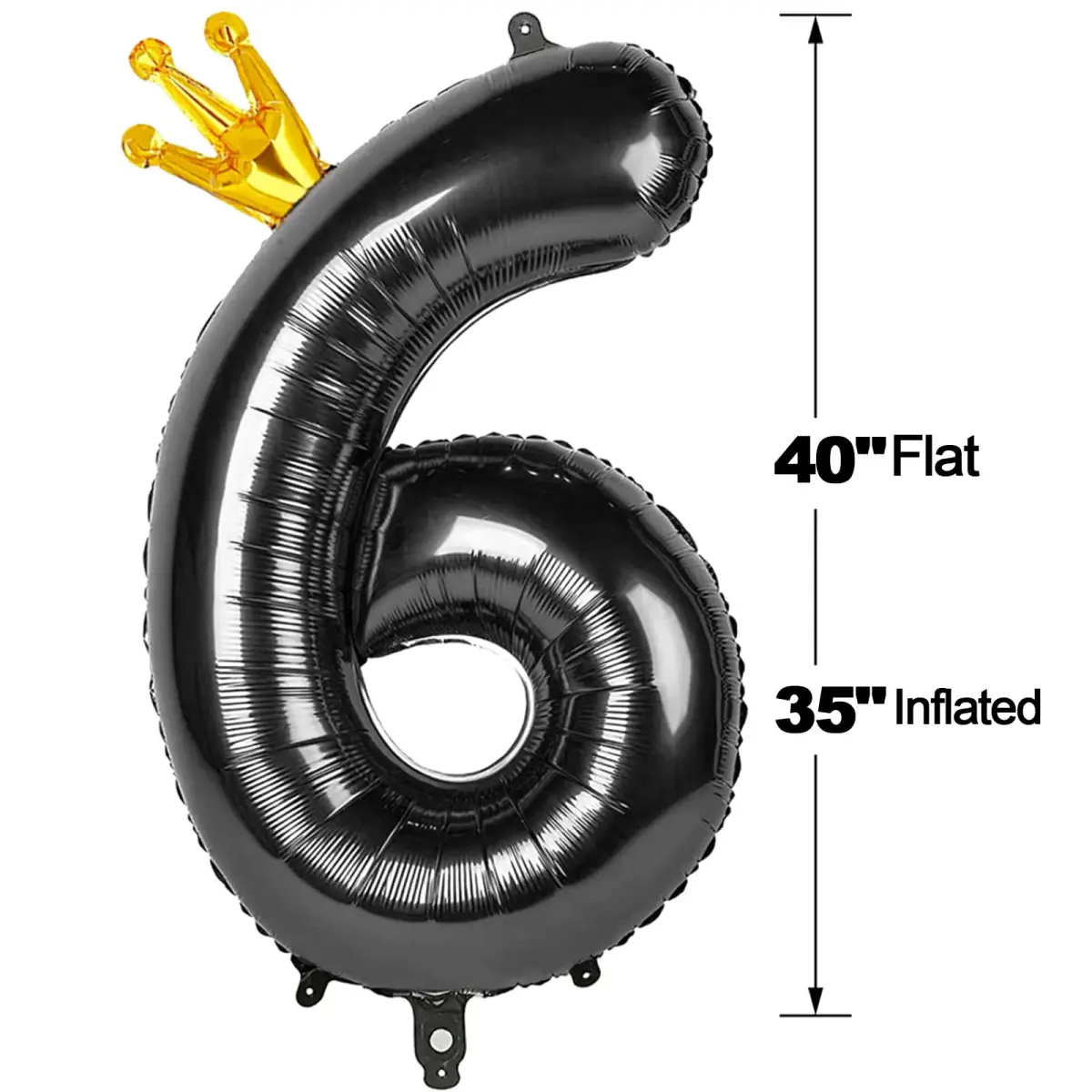 IWERP Black Crown 6 Balloon - 40 Inch Number Balloon | 6th Birthday Decorations - view 9