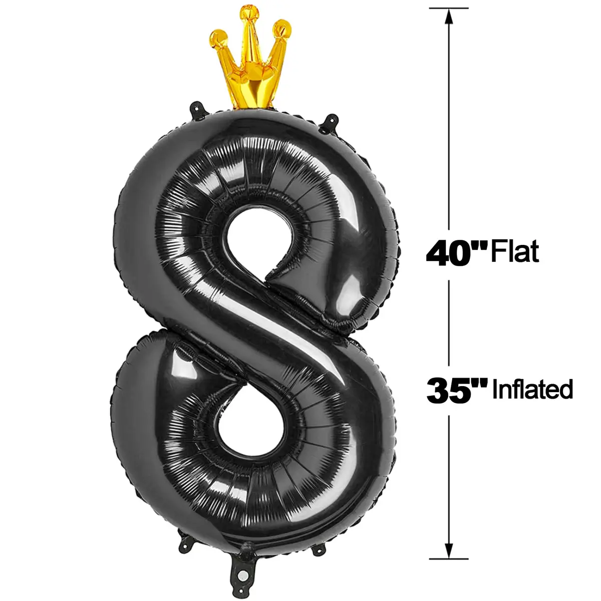 IWERP Black Crown 8 Balloon - 40 Inch Number Balloon | 8th Birthday Decorations - view 9