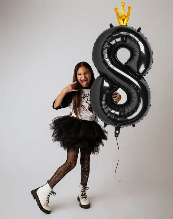 IWERP Black Crown 8 Balloon - 40 Inch Number Balloon | 8th Birthday Decorations - view 3