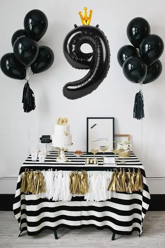 IWERP Black Crown 9 Balloon - 40 Inch Giant Foil Number 9 Birthday Decoration | Reusable Party Accessory - view 2
