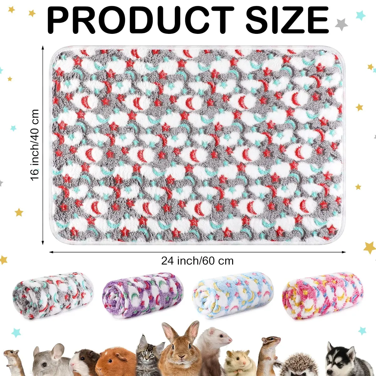 Reginary Guinea Pig Fleece Cage Liners, Moon Star, 24 x 16 Inch | Waterproof & Soft Bedding for Small Pets - view 5