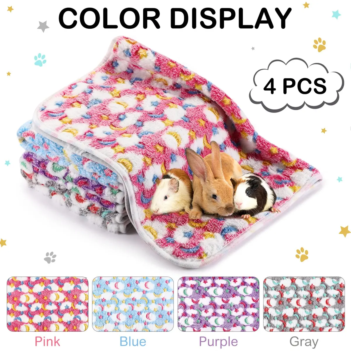 Reginary Guinea Pig Fleece Cage Liners, Moon Star, 24 x 16 Inch | Waterproof & Soft Bedding for Small Pets - view 6