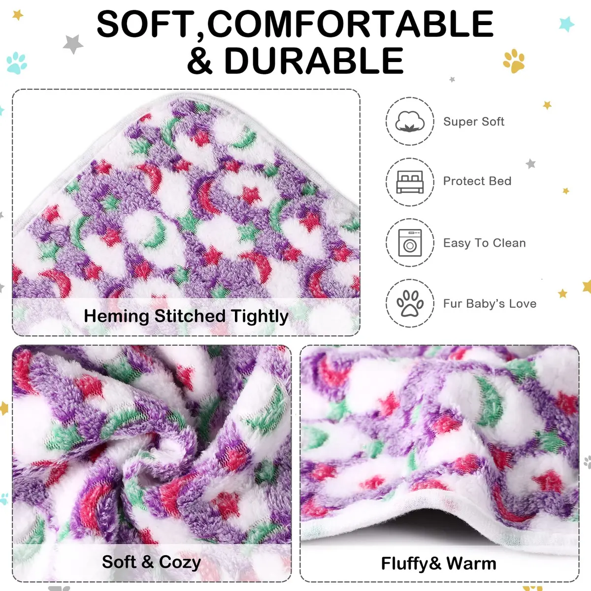 Reginary Guinea Pig Fleece Cage Liners, Moon Star, 24 x 16 Inch | Waterproof & Soft Bedding for Small Pets - view 7
