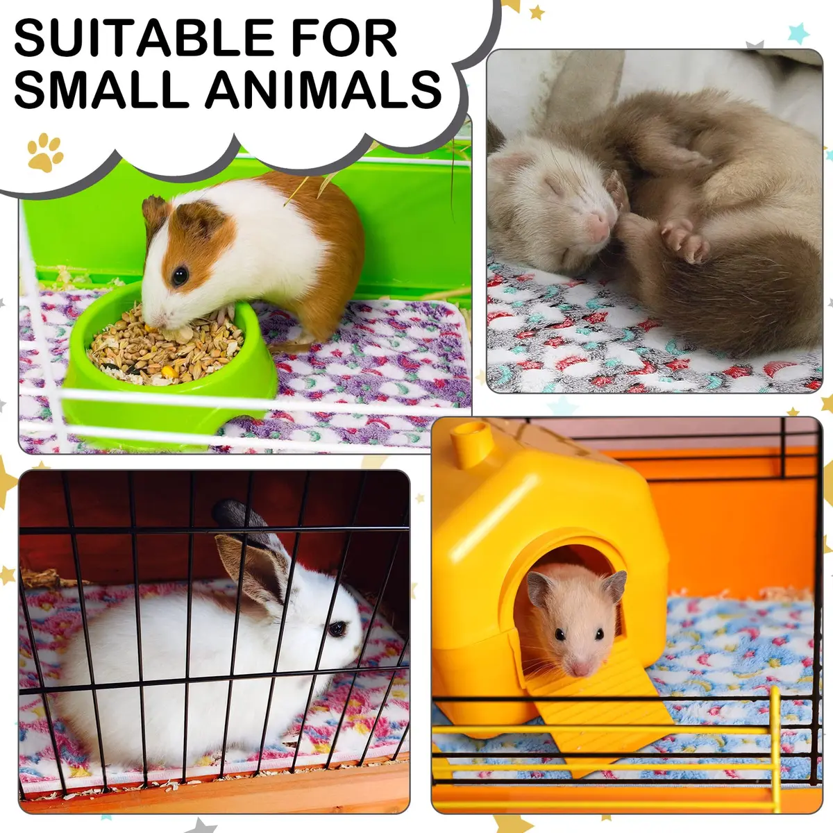 Reginary Guinea Pig Fleece Cage Liners, Moon Star, 24 x 16 Inch | Waterproof & Soft Bedding for Small Pets - view 2