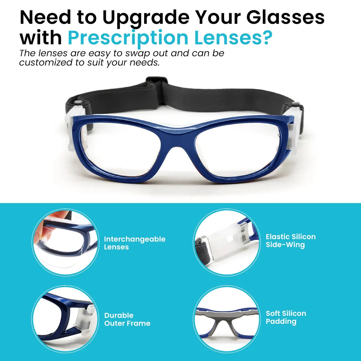 BLUE CUT Safety Basketball Goggles for Kids | Anti-Fog, Adjustable Strap, Durable Plastic Frame - view 6