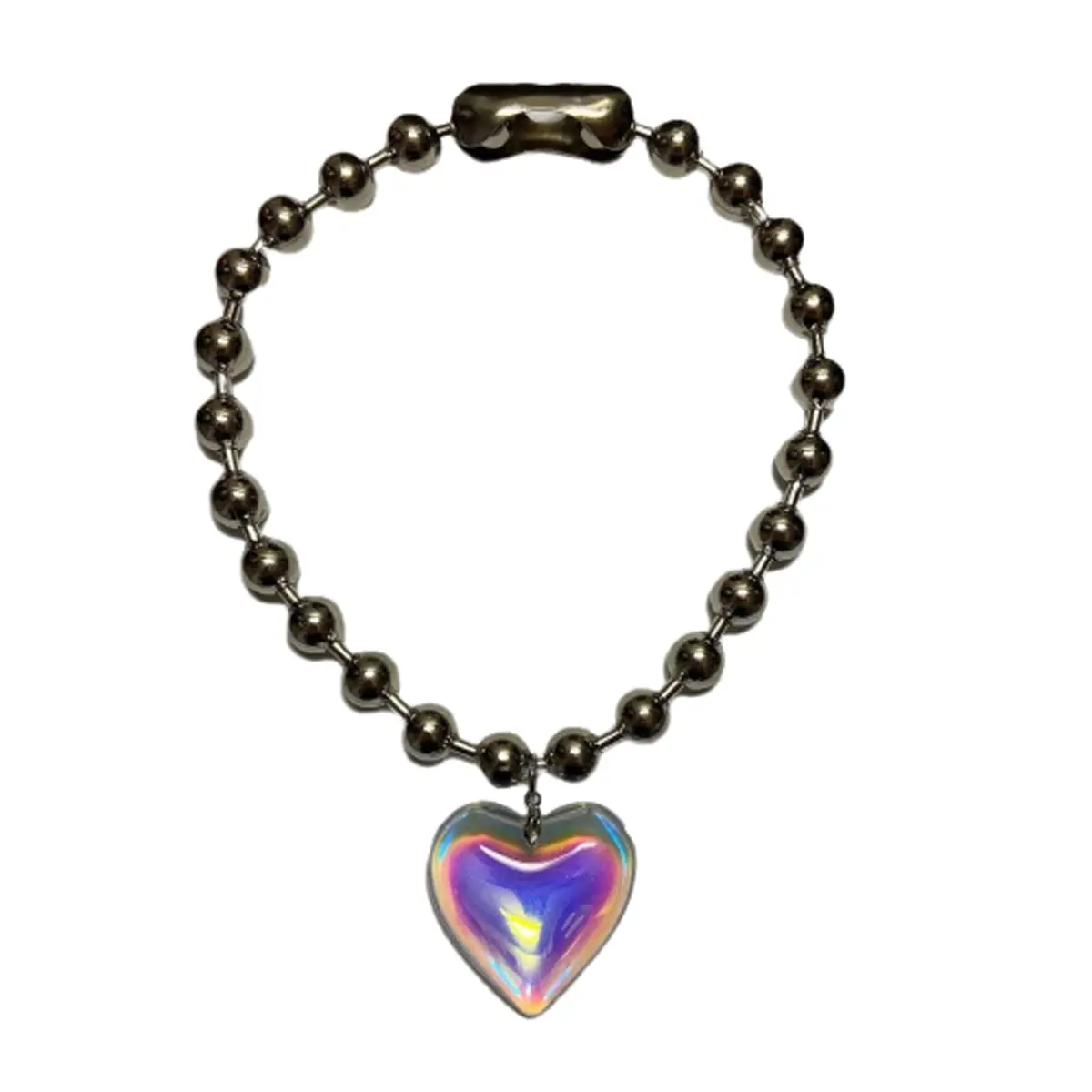 Caiyao Heart Pendant Necklace 35mm | Y2K Colorful Chunky Glass Beaded Chain - main product image