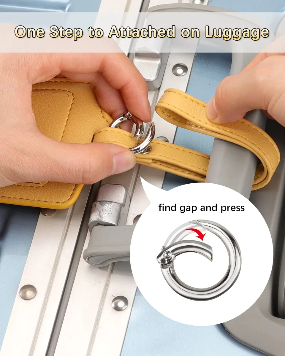 Teskyer Leather Luggage Tags for Suitcases 3 Pack | Privacy Protection, Durable PU Leather, 2.7x10.7 inches, 6.5" Strap - view 6