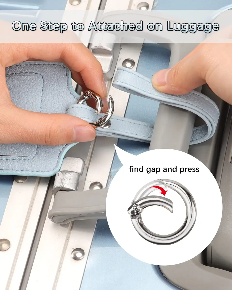 Teskyer Leather Luggage Tags for Suitcases 3 Pack | Lichee Cyan, Privacy & Durability, 2.7x10.7 inches - view 5