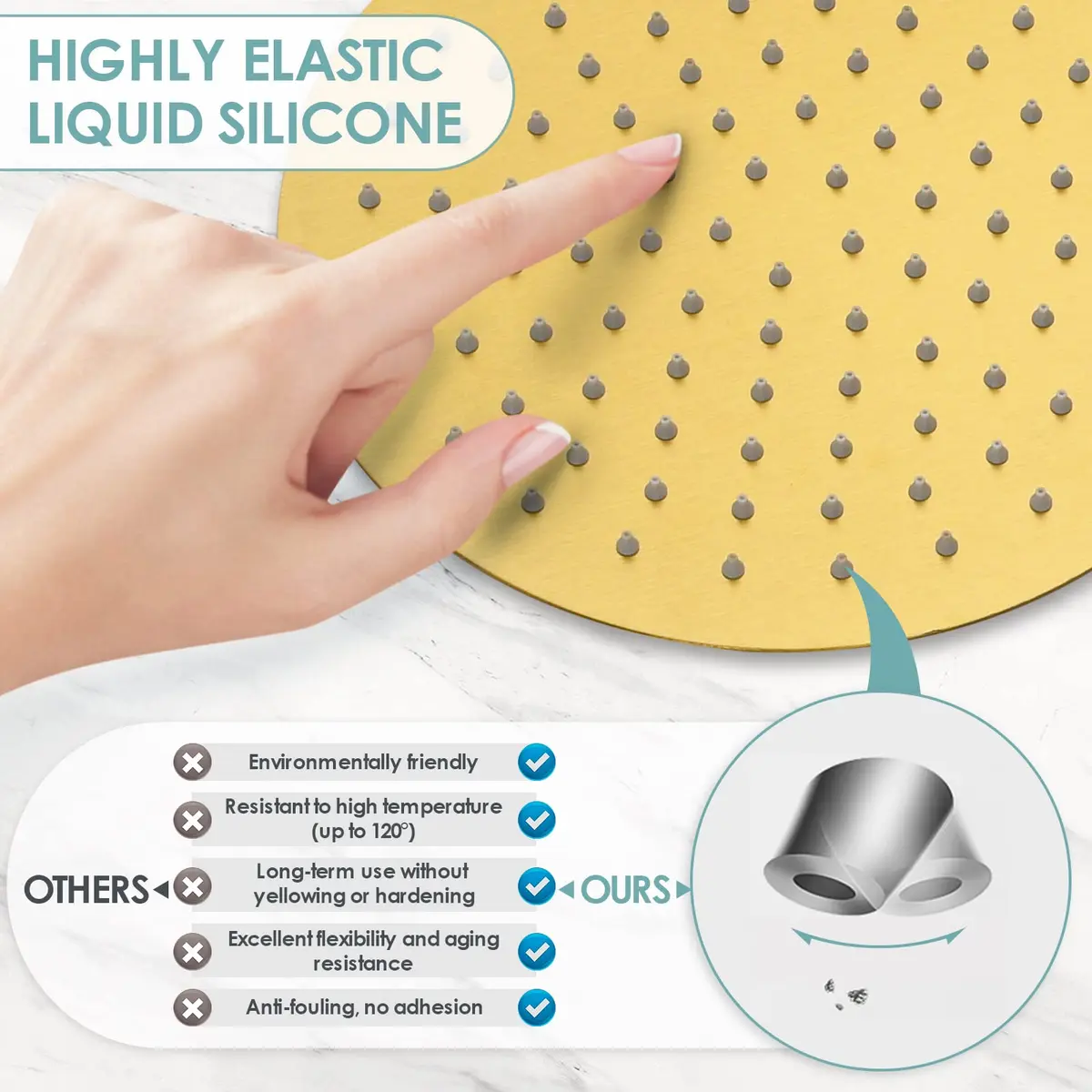 EVERSTEIN Shower System with Tub Spout | 10 Inch High Pressure Rain Shower Head & Handheld Sprayer, Brushed Gold - view 7