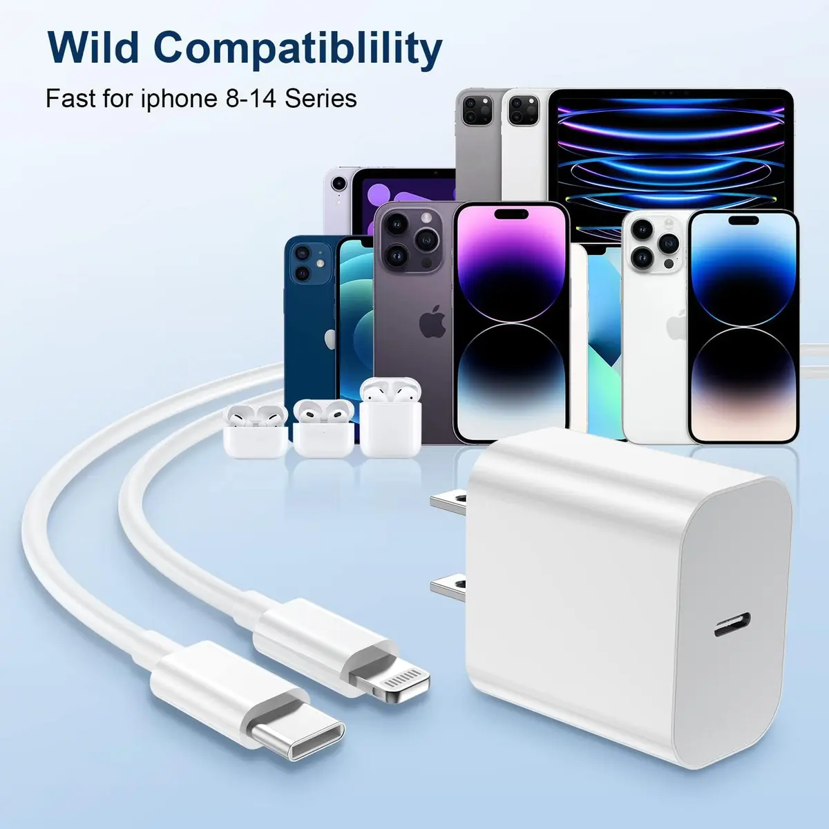 GREPHONE iPhone Charger Fast Charger 6FT Lightning Cable | 4-Pack USB C Wall Adapters - view 2