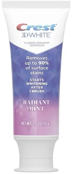 Crest 3D White Radiant Mint Toothpaste 76g (2.7 Oz) - Pack of 3 | Removes 90% Surface Stains - view 3