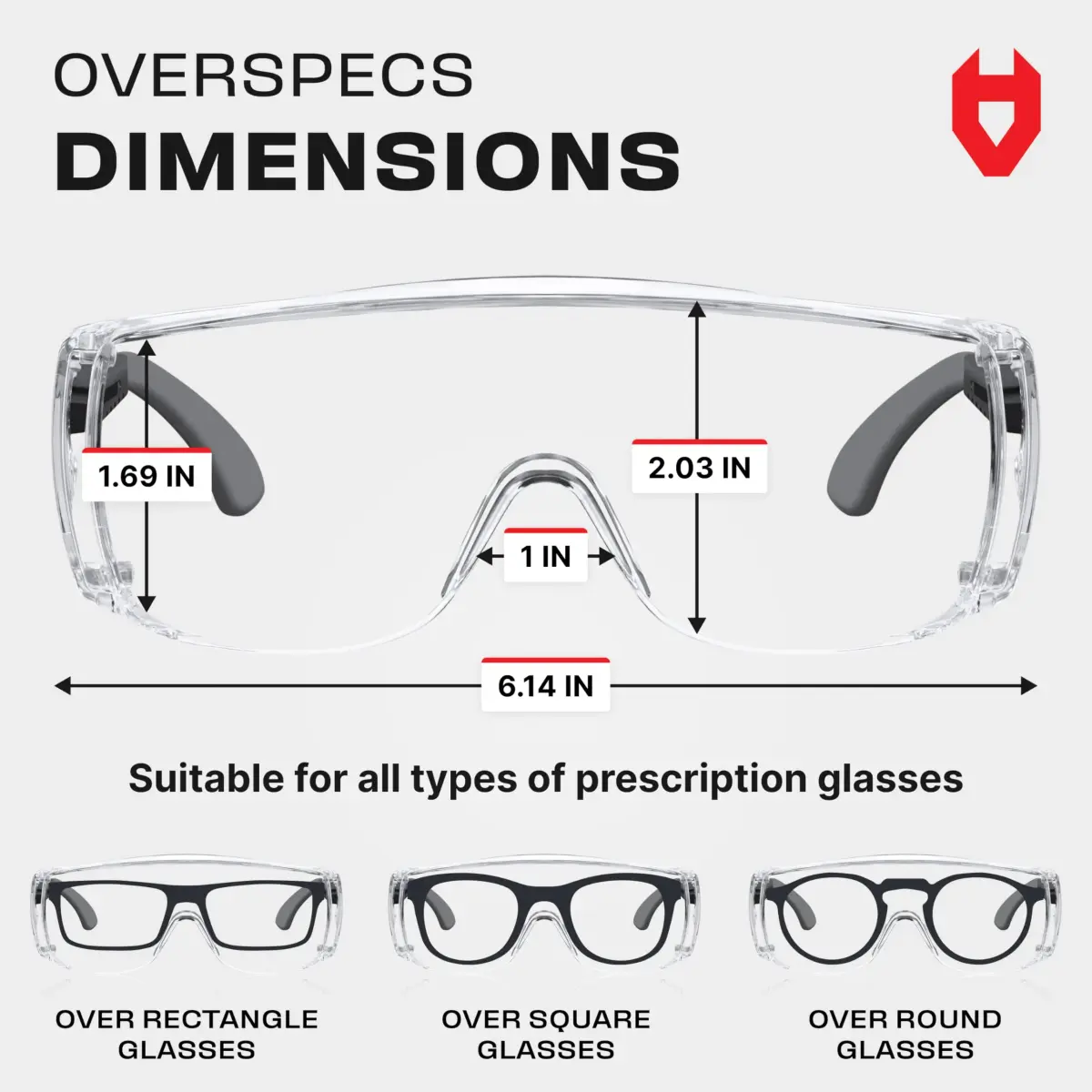 NoCry Over-the-Glasses Safety Glasses with Side Shields, UV380 Protection, ANSI Z87 Rated — Clear Lens - view 5