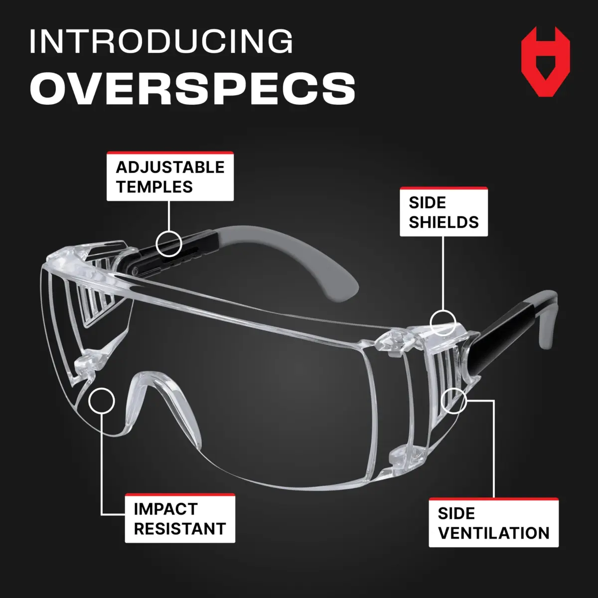 NoCry Over-the-Glasses Safety Glasses with Side Shields, UV380 Protection, ANSI Z87 Rated — Clear Lens - view 2