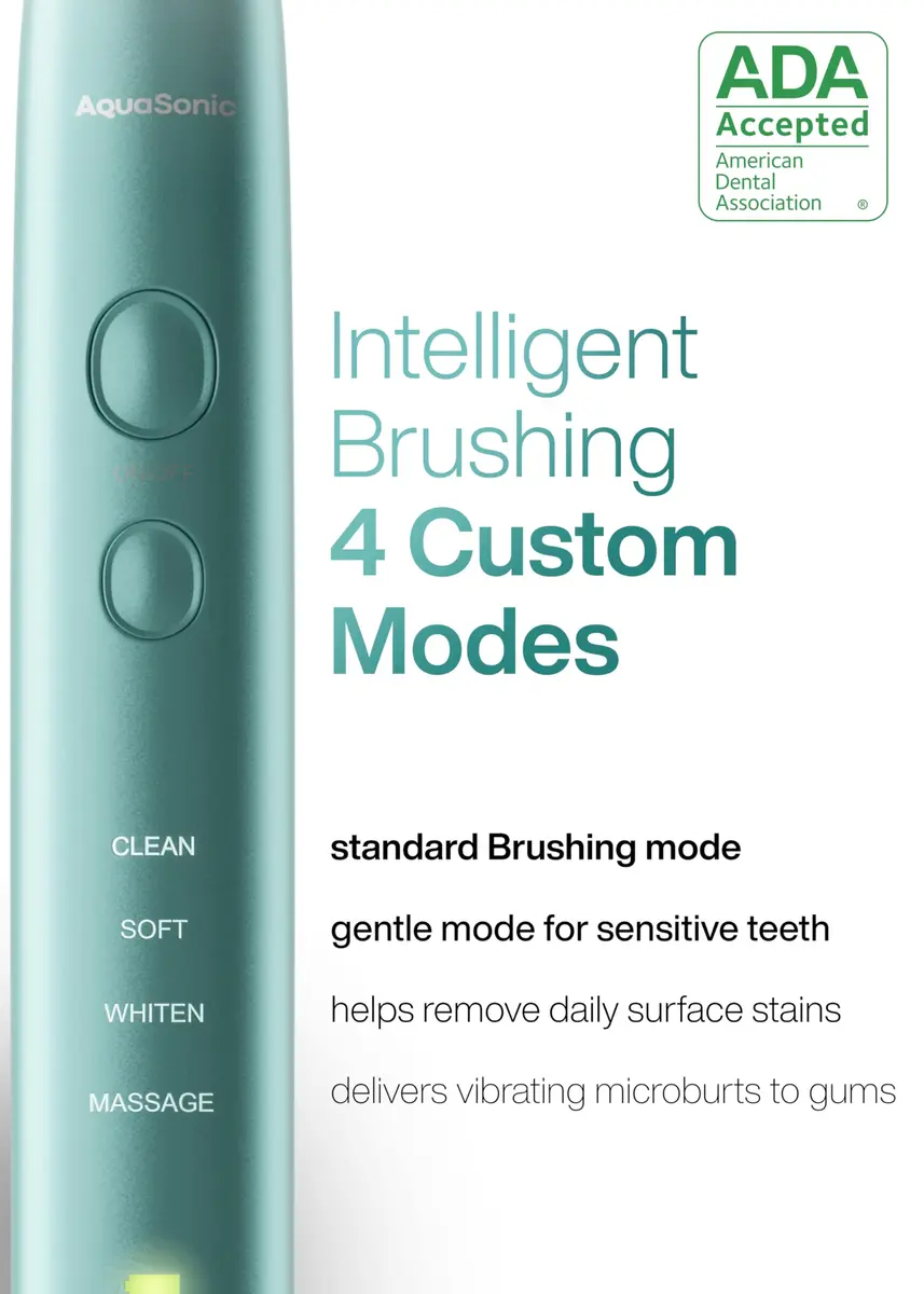 Aquasonic Vibe Series Ultra-Whitening Toothbrush with 8 Brush Heads & Travel Case - Mint Green Metallic (1 Count) - view 4