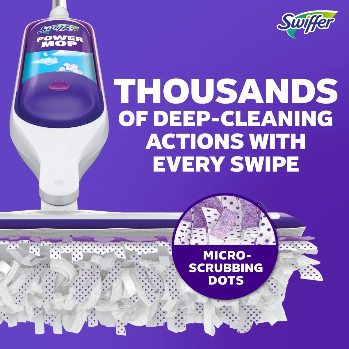 Swiffer PowerMop Mopping Kit with 2 Pads, 1 Solution Refill & 2 Batteries | Cleans Floors in Half the Time - view 5