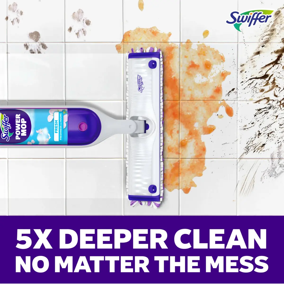 Swiffer PowerMop Mopping Kit with 2 Pads, 1 Solution Refill & 2 Batteries | Cleans Floors in Half the Time - view 6
