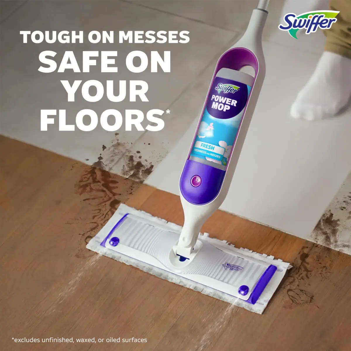 Swiffer PowerMop Mopping Kit with 2 Pads, 1 Solution Refill & 2 Batteries | Cleans Floors in Half the Time - view 8