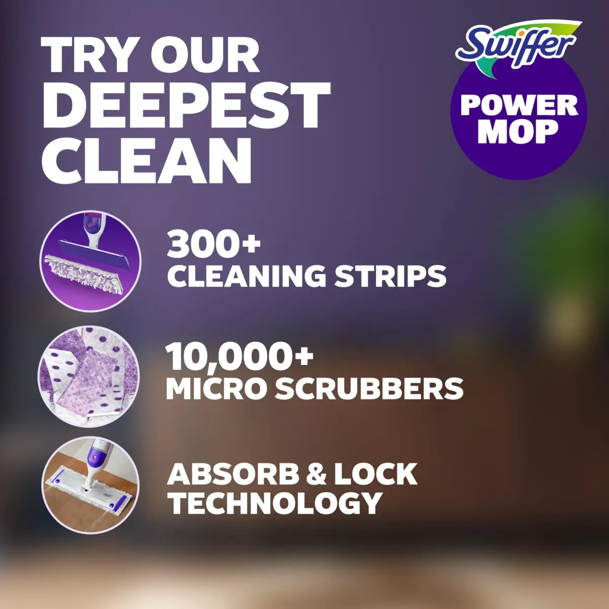 Swiffer PowerMop Mopping Kit with 2 Pads, 1 Solution Refill & 2 Batteries | Cleans Floors in Half the Time - view 2