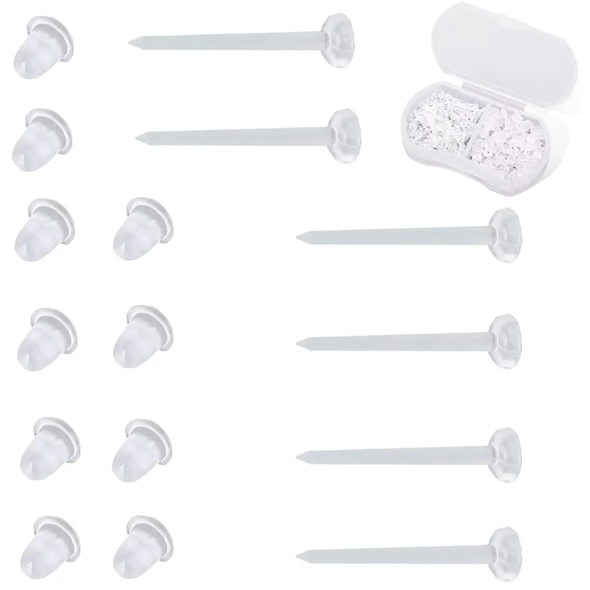 Nkwuire Clear Plastic Earrings 200 PCS | Invisible Studs for Sports, Work, DIY - main product image