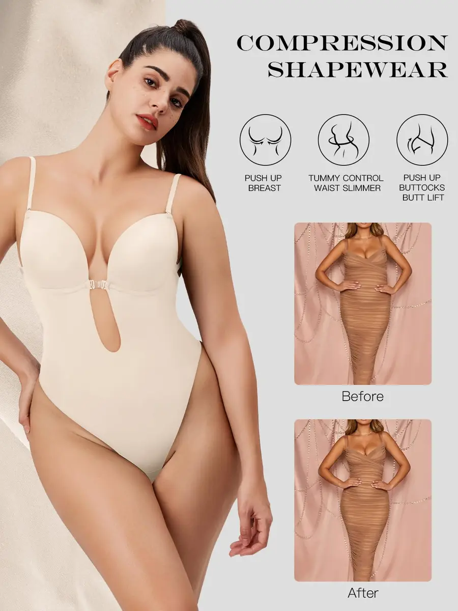 Decorus Backless Bodysuit Strapless | Low-Back Thong Body-shaper for Women, Seamless, Open-back, Wedding-Ready (70-120 chars) - view 3