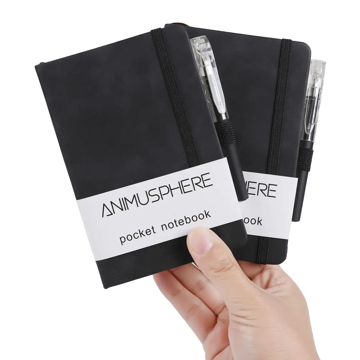 Animusphere 2-Pack Pocket Notebook 14.5cm (5.7 inches) | Classic Leather Cover, 200 Pages, Pen Holder - main product image