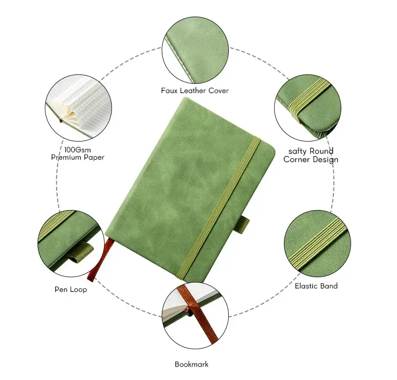 Animusphere Green Leather Pocket Notebook 10.2cm x 14.5cm (4" x 5.7") | 200 Pages, Lay-Flat Binding - view 5