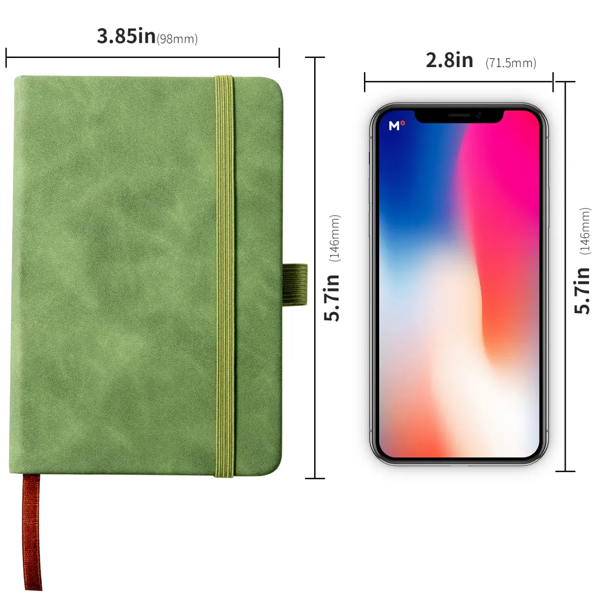 Animusphere Green Leather Pocket Notebook 10.2cm x 14.5cm (4" x 5.7") | 200 Pages, Lay-Flat Binding - view 7