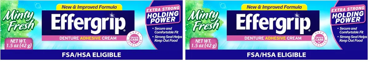 Effergrip Denture Adhesive Cream Extra Strong Holding Power 3 oz (90 ml) | Zinc-Free Formula - main product image