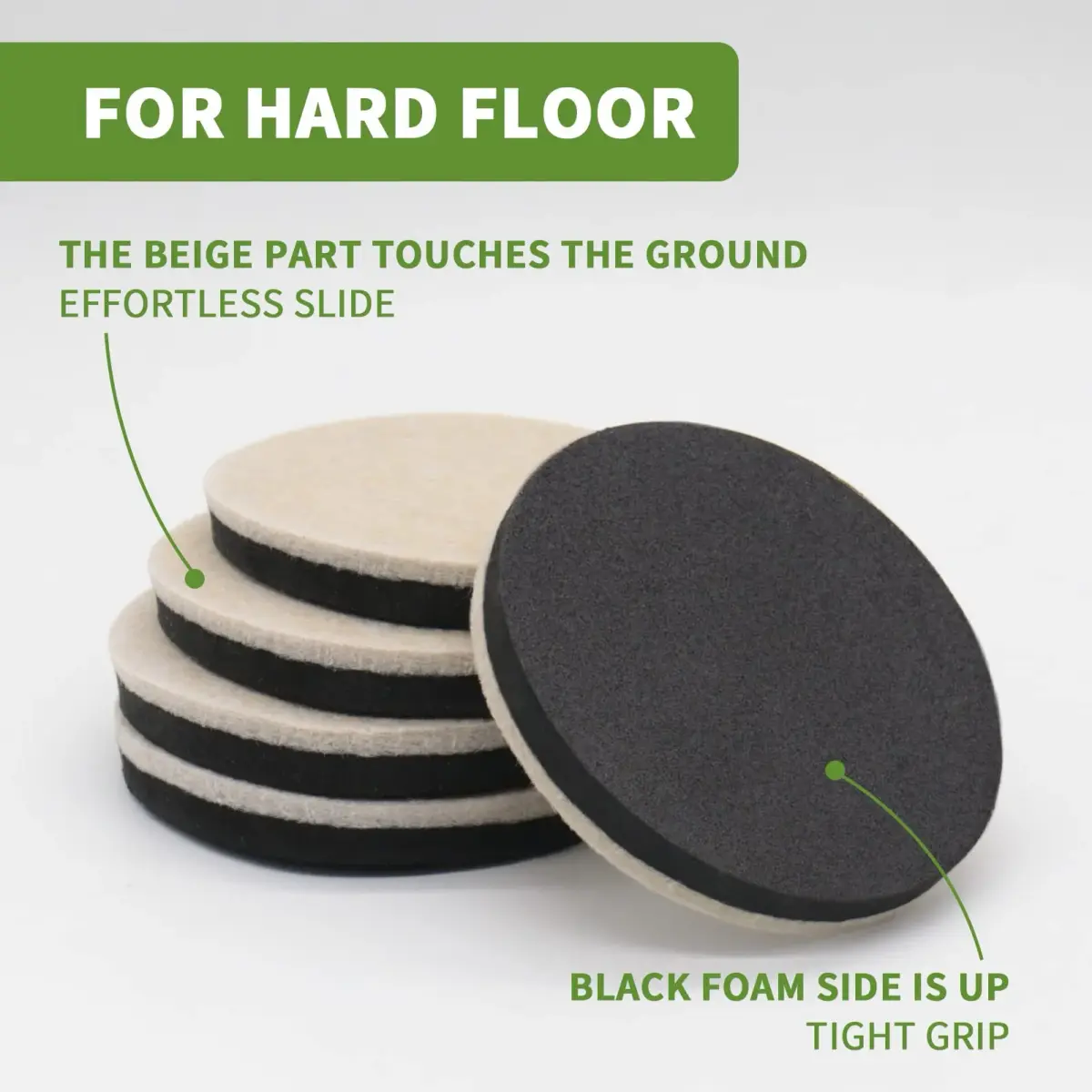 COVERCORNER Furniture Sliders for Hardwood Floors 8 PCS, 3 1/2" (8.9 cm) | Protects Floors & Moves Heavy Furniture Easily - view 3