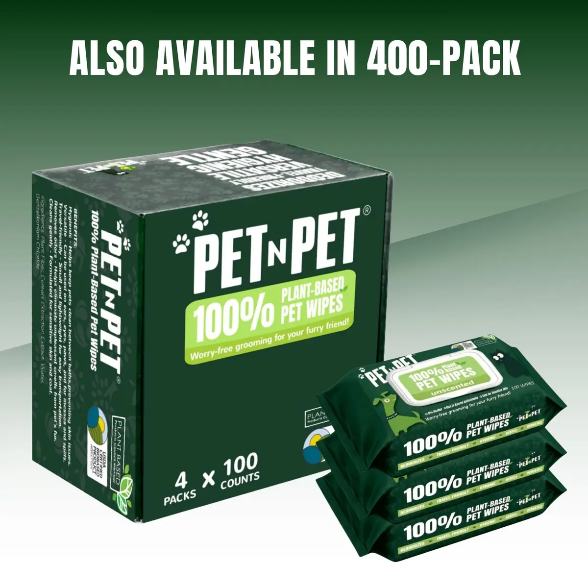 PET N PET Dog Wipes 100 Count Unscented Hypoallergenic | Waterless Pet Grooming Wipes for Paws & Face - view 9
