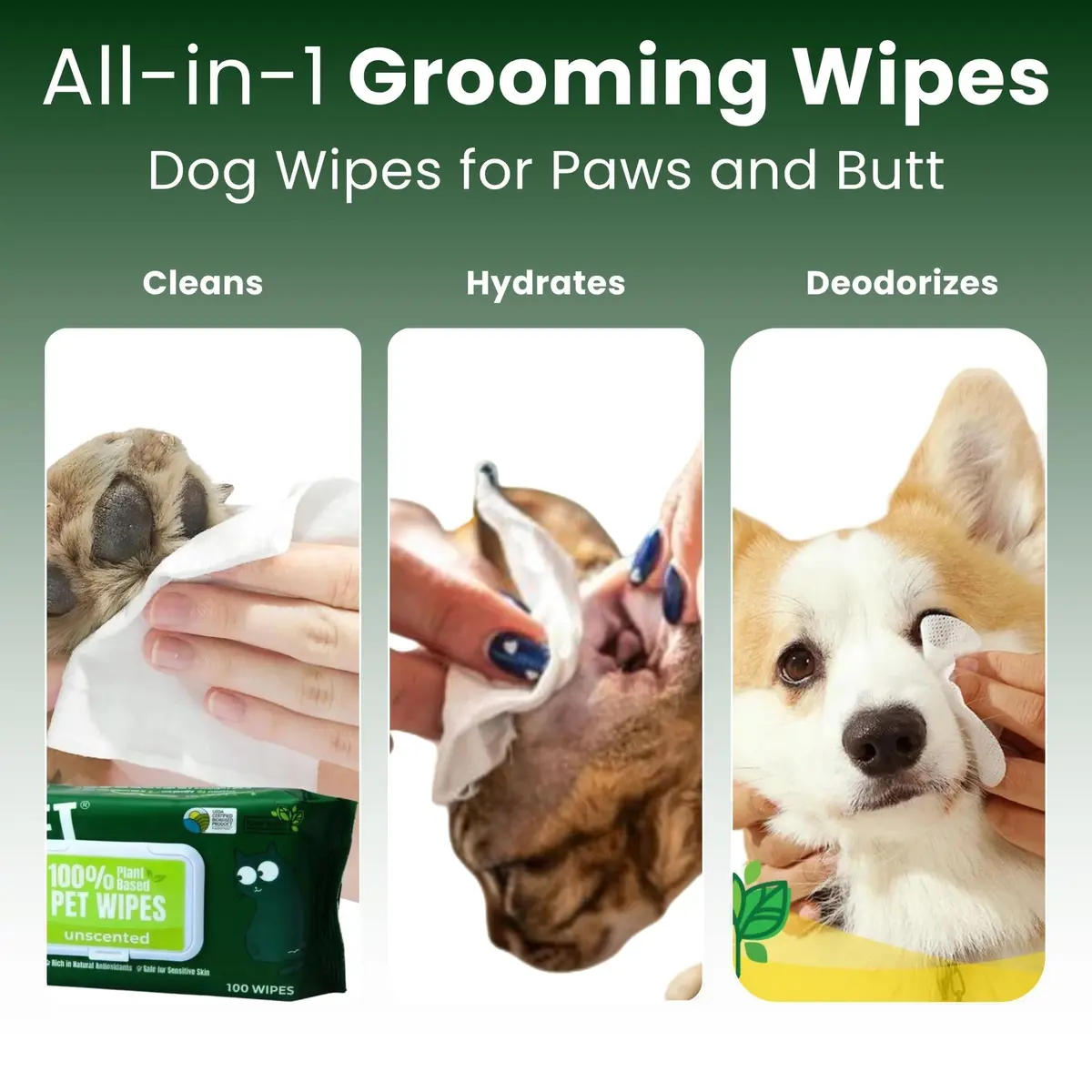 PET N PET Dog Wipes 100 Count Unscented Hypoallergenic | Waterless Pet Grooming Wipes for Paws & Face - view 4