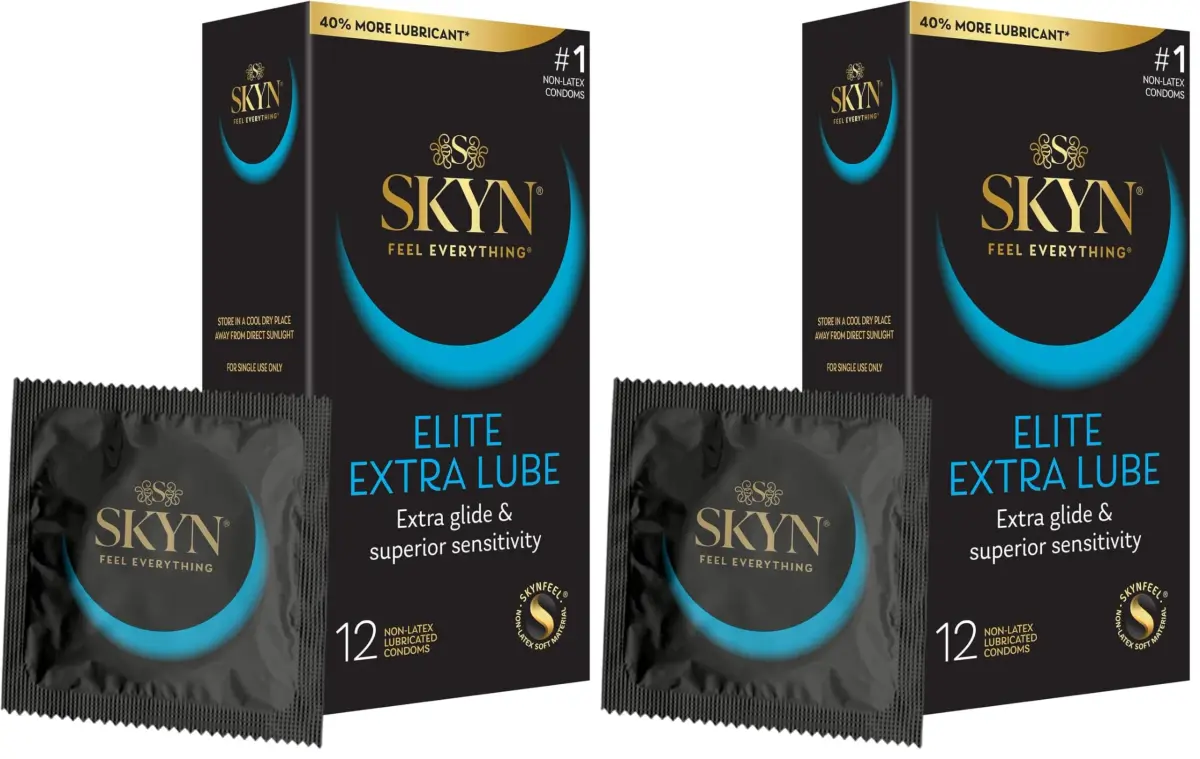 SKYN Extra Lube Condoms, Latex-Free, 12 Count (Pack of 2) | Lubricated Polyisoprene Condoms - main product image
