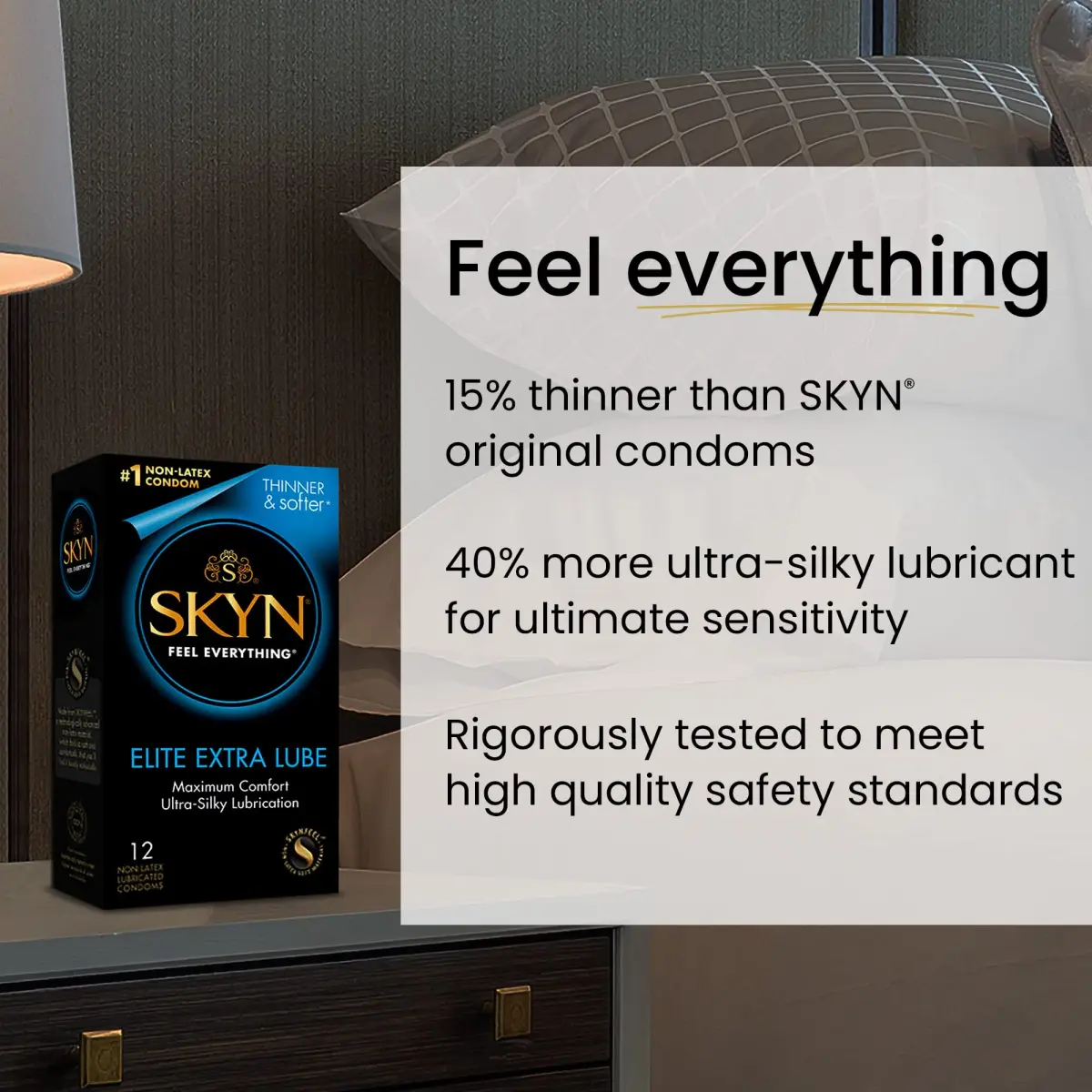 SKYN Extra Lube Condoms, Latex-Free, 12 Count (Pack of 2) | Lubricated Polyisoprene Condoms - view 3