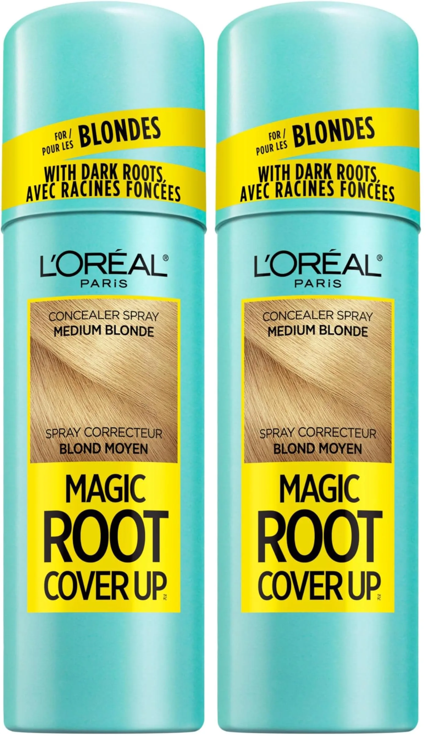 L'Oreal Paris Magic Root Cover Up Medium Blonde Spray | Ammonia & Peroxide Free Temporary Root Concealer (2 fl. oz. x 2) - main product image