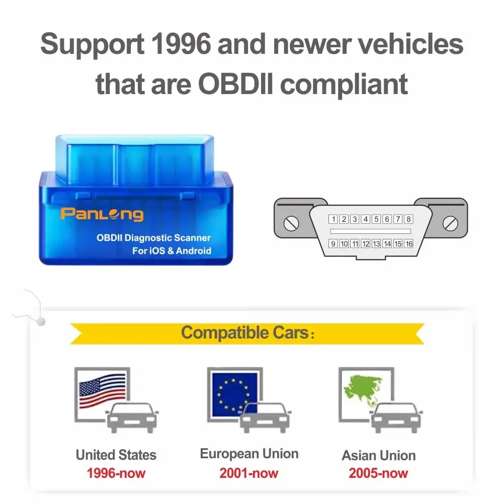Panlong Bluetooth OBD2 Scanner for iOS Android | Reads & Clears Engine Codes - view 6