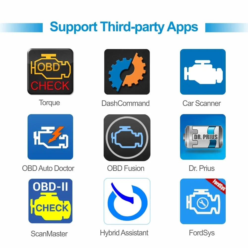 Panlong Bluetooth OBD2 Scanner for iOS Android | Reads & Clears Engine Codes - view 7