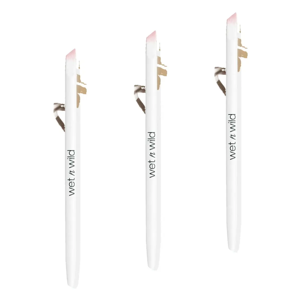 wet n wild New Brow & Liner Duo Brush, Pack of 3 | Flat Angled, Ultra-Thin Precision for Eyebrows and Eyeliner - main product image