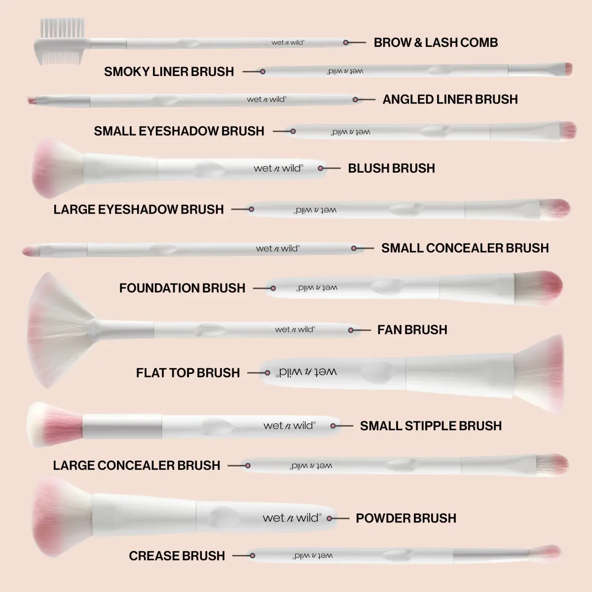 wet n wild New Brow & Liner Duo Brush, Pack of 3 | Flat Angled, Ultra-Thin Precision for Eyebrows and Eyeliner - view 4