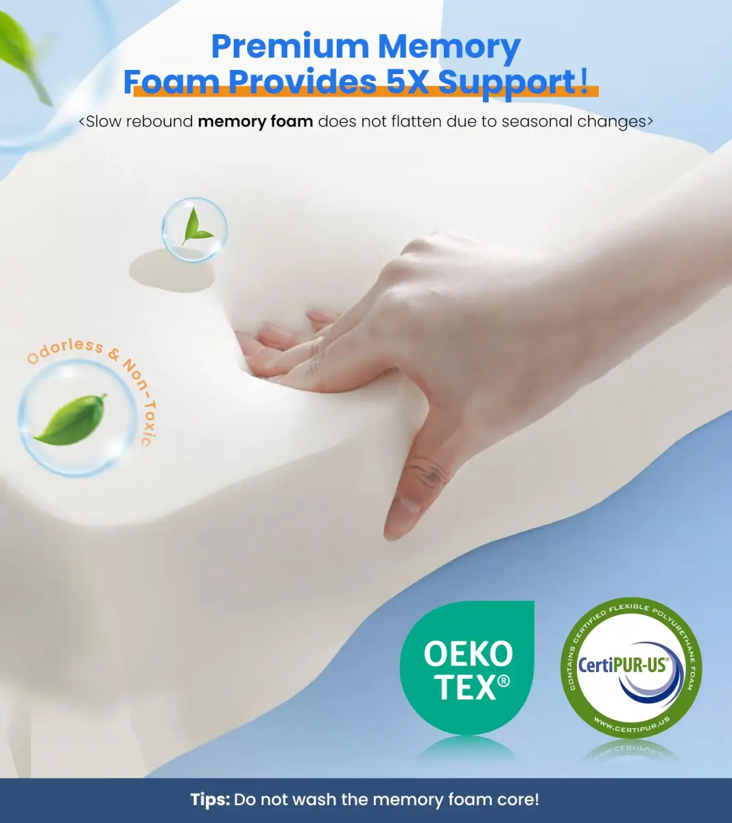 Cozyplayer Ultra Pain Relief Cooling Pillow for Neck Support, Adjustable Cervical Pillow 57cm x 34cm (22.4" x 13.4") - view 6