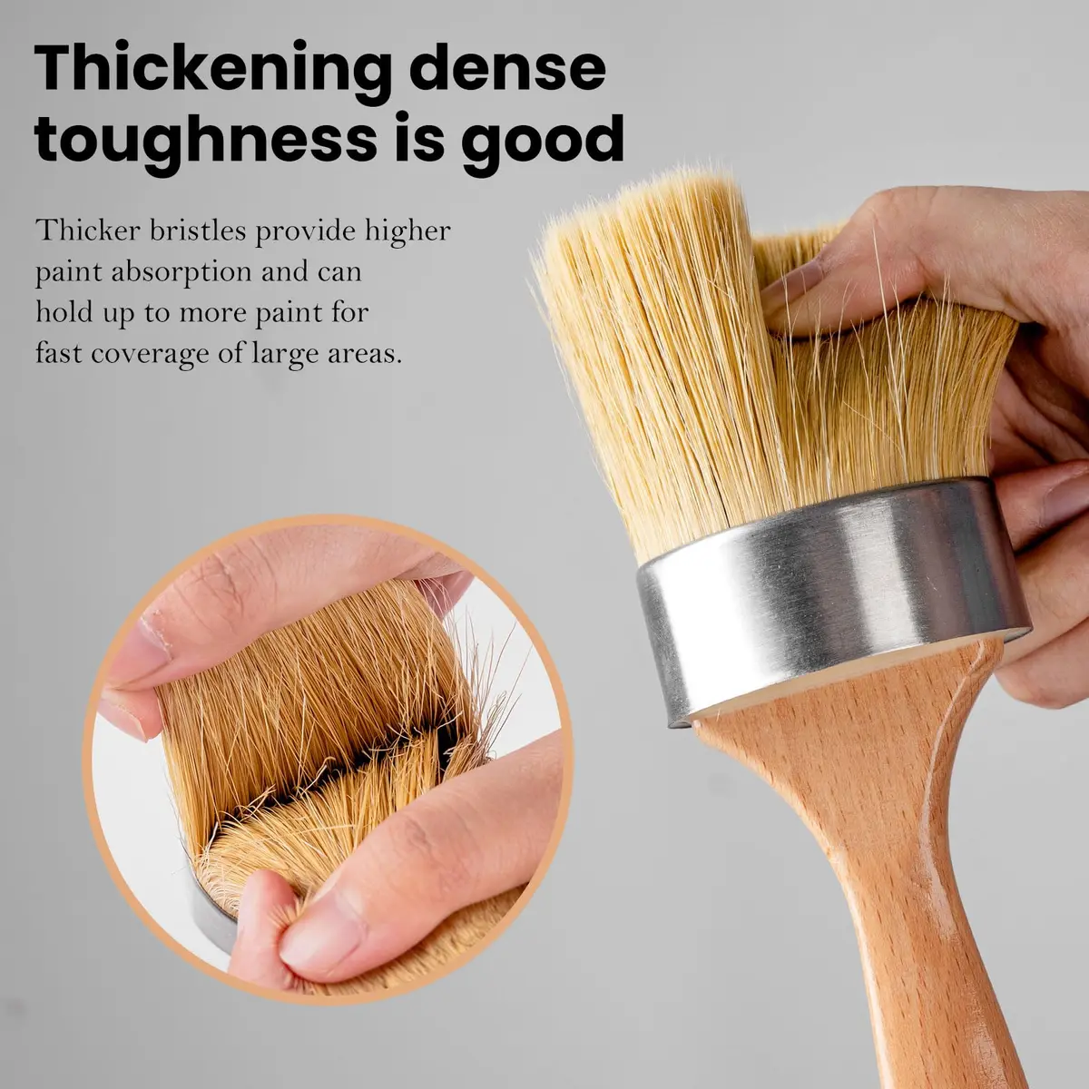 YiBaiBrush Chalk Paint Brush, Wax Paint Brush Set of 5, Natural Bristle | Ideal for Chalk & Wax Projects - view 5