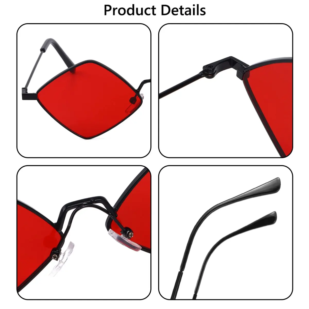 Dazzleimart Retro Diamond Shape Sunglasses for Men & Women | Trendy Metal Quadrilateral Shades UV Protection 139mm - view 4