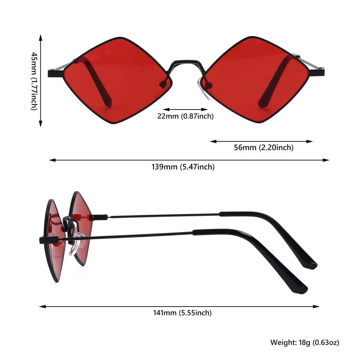 Dazzleimart Retro Diamond Shape Sunglasses for Men & Women | Trendy Metal Quadrilateral Shades UV Protection 139mm - view 2
