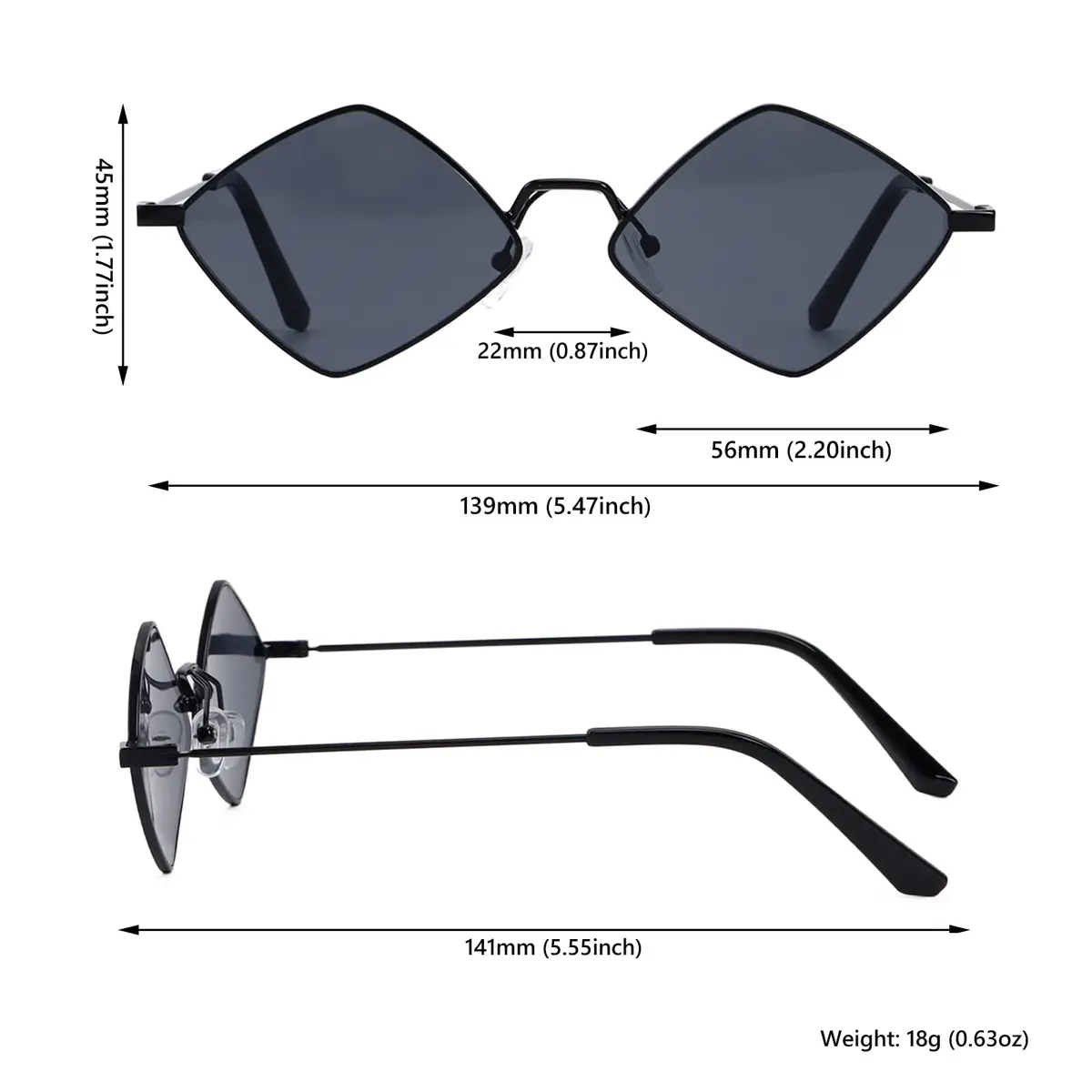 Dazzleimart Retro Diamond Shape Sunglasses for Men Women | Trendy Metal Quadrilateral UV Protection - view 2