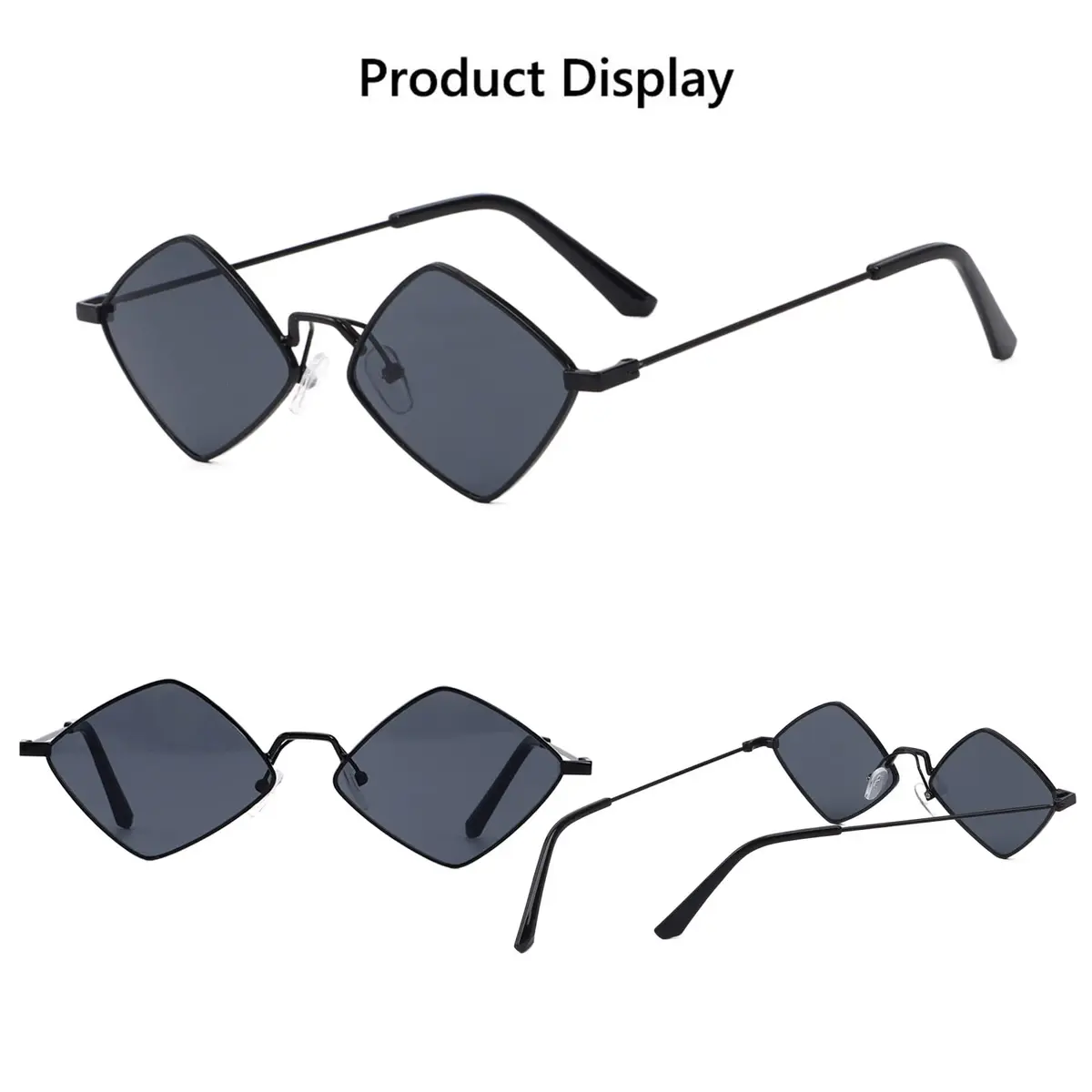 Dazzleimart Retro Diamond Shape Sunglasses for Men Women | Trendy Metal Quadrilateral UV Protection - view 3