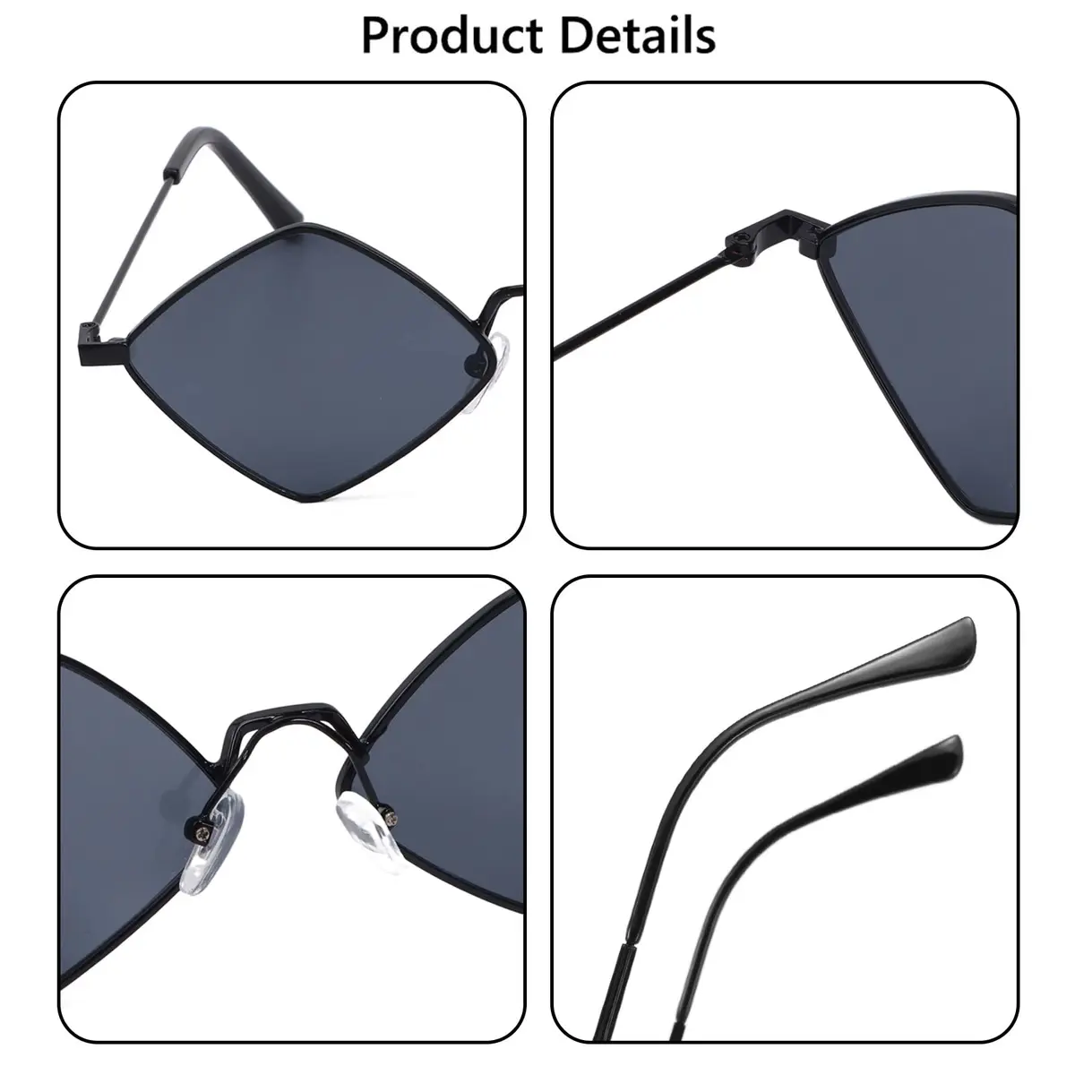 Dazzleimart Retro Diamond Shape Sunglasses for Men Women | Trendy Metal Quadrilateral UV Protection - view 4
