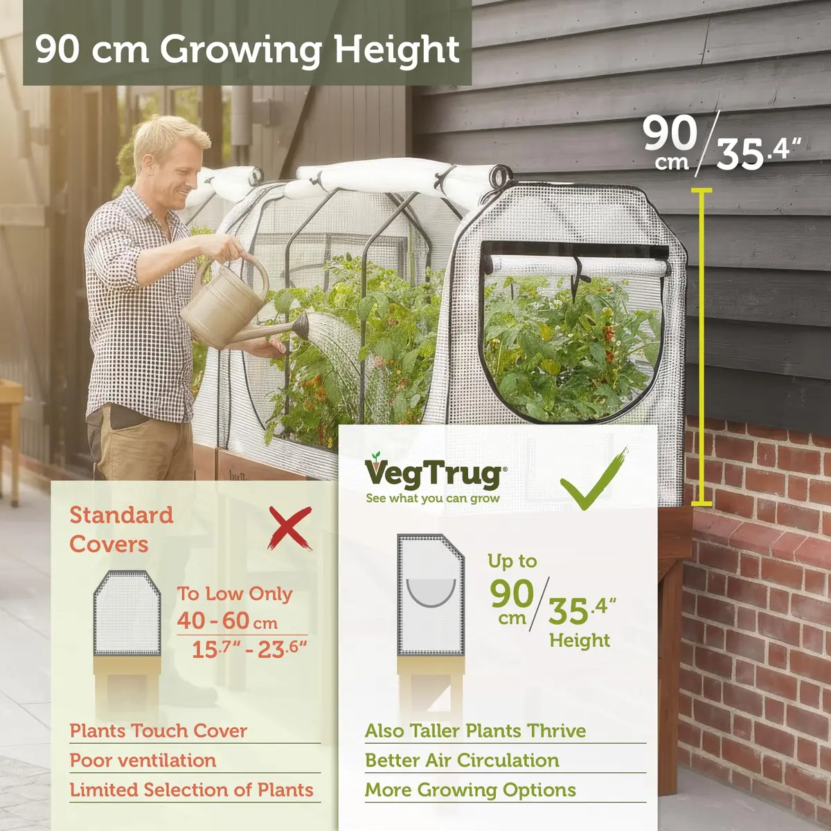 VegTrug Greenhouse Frame and Multi-Cover Set for Wall Hugger Medium 1.8m | Durable Micro Mesh & Steel Frame for Extended Growing Season - view 5