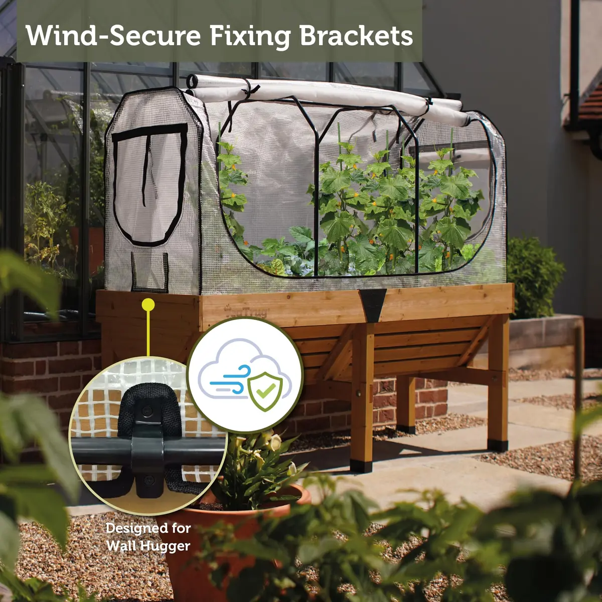 VegTrug Greenhouse Frame and Multi-Cover Set for Wall Hugger Medium 1.8m | Durable Micro Mesh & Steel Frame for Extended Growing Season - view 8