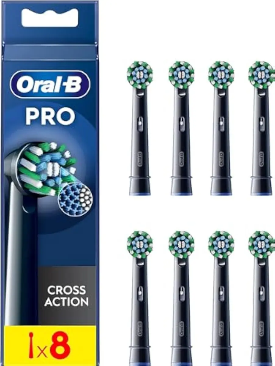 Oral-B Pro Cross Action Electric Toothbrush Head, 8 Pack | Deep Plaque Removal & Angled Bristles - main product image